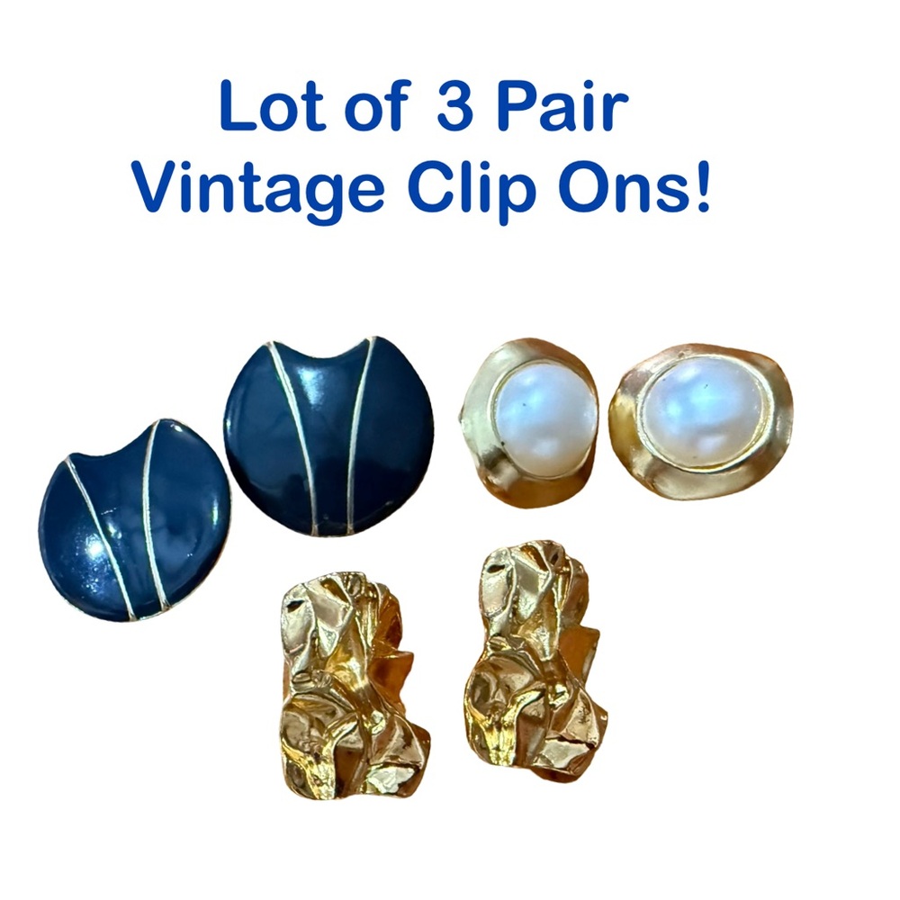Vintage Clip On Earrings 3 Pair in Set